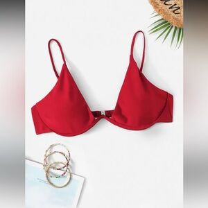 SHEIN Red Plunge Underwire Bra Intimates